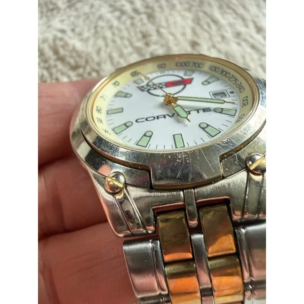 Vintage Chevrolet Corvette Two Tone Wrist Watch and Case